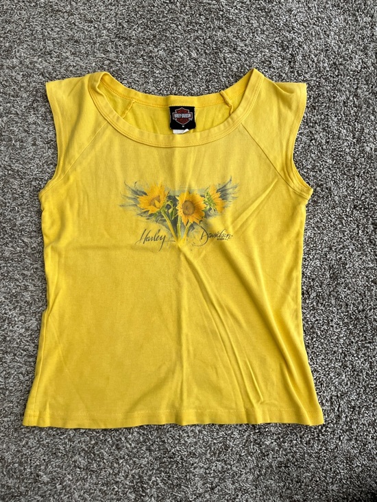 Harley-Davidson Tops - Harley-Davidson Yellow Vintage Sunflower Tank Top